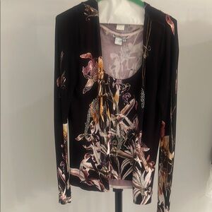 Floral Embellished Black Cardigan